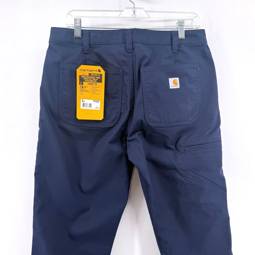 NEW Carhartt Work Pant Women 10 Short Blue Rugged Flex Canvas BN3109-W